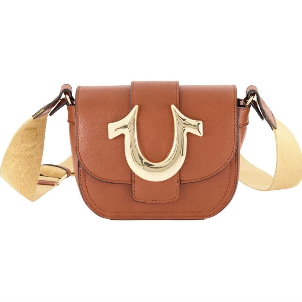 True Religion Mini Flap Crossbody Bag Color Cognac NWT
